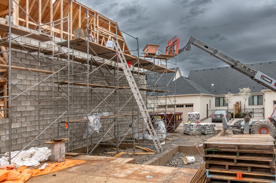 Under threatening skies, construction continues at a project in St. Davids, on May 4. (Ron Planche)