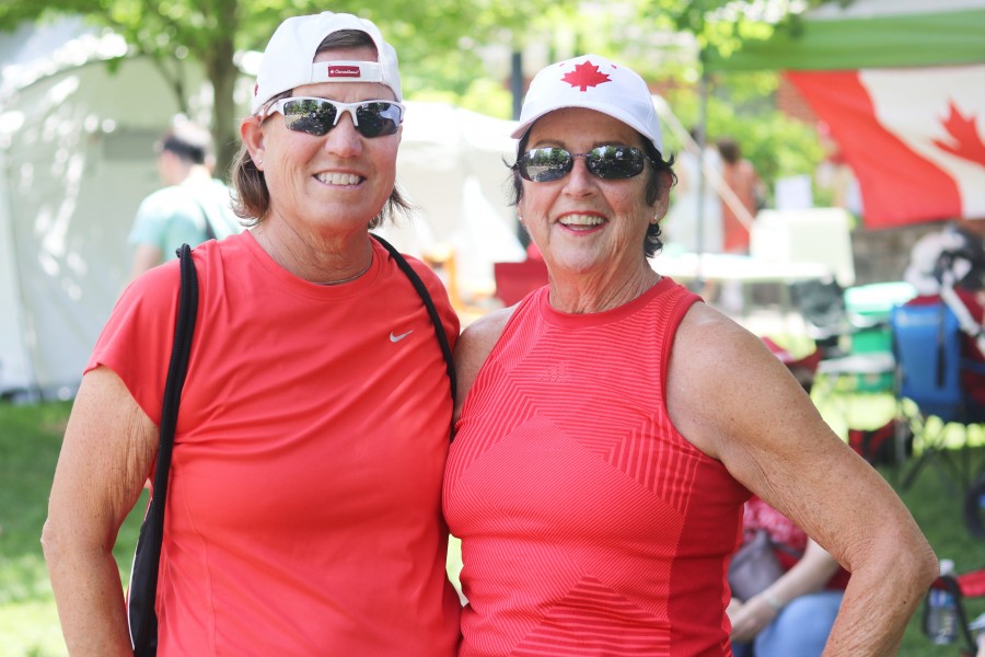 Shawna Mcfarland and Pat Odey were on their way to play tennis before heading to the barbecue at the Legion. (Dariya Baiguzhiyeva/Niagara Now)