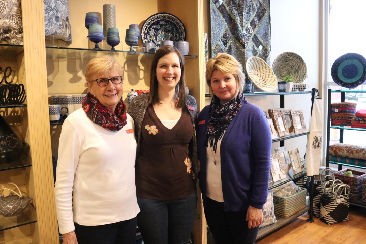 Volunteer Erna Braun, store manager Teresa Friesen and sales associate Karen Sawicki. (Dariya Baiguzhiyeva/Niagara Now)