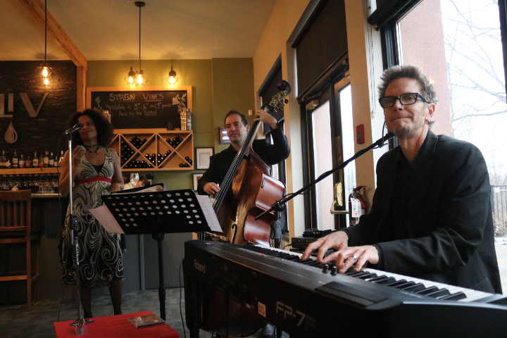 Juliet Dunn Trio performs on the show's opening day on Sunday, Jan. 12. Vocals provided by Juliet Dunn, Peter Shea is at the piano and Rob McBride plays bass. (Dariya Baiguzhiyeva/Niagara Now