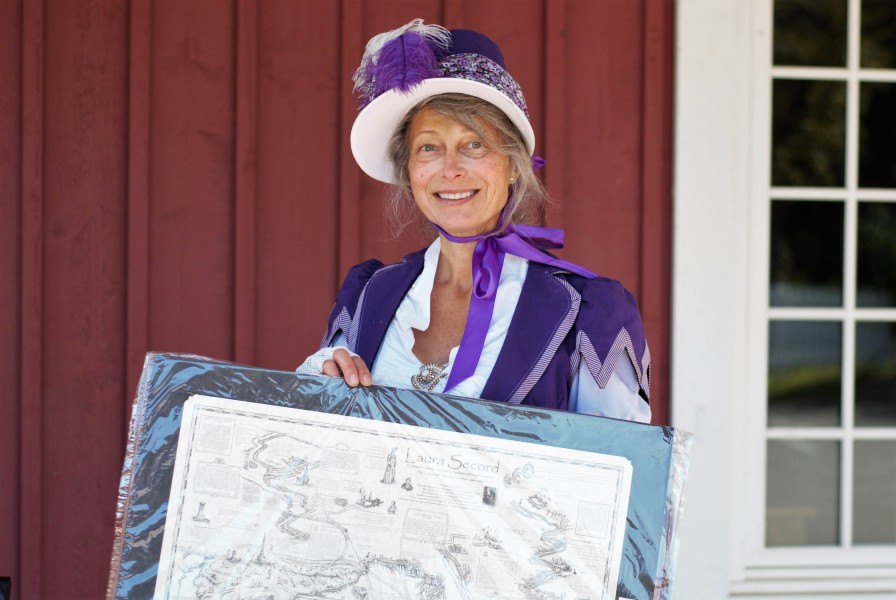 Kathy Thomas crafted the dress for the first Laura Secord Walk and also created the map of Laura Secord historical markers. (Brittany Carter/Niagara Now)