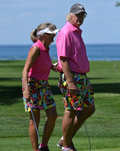 They weren't happy with their golf game, but Maria and Brodie Townley were awarded runner-up prize for best-dressed couple. (Kevin MacLean photo)