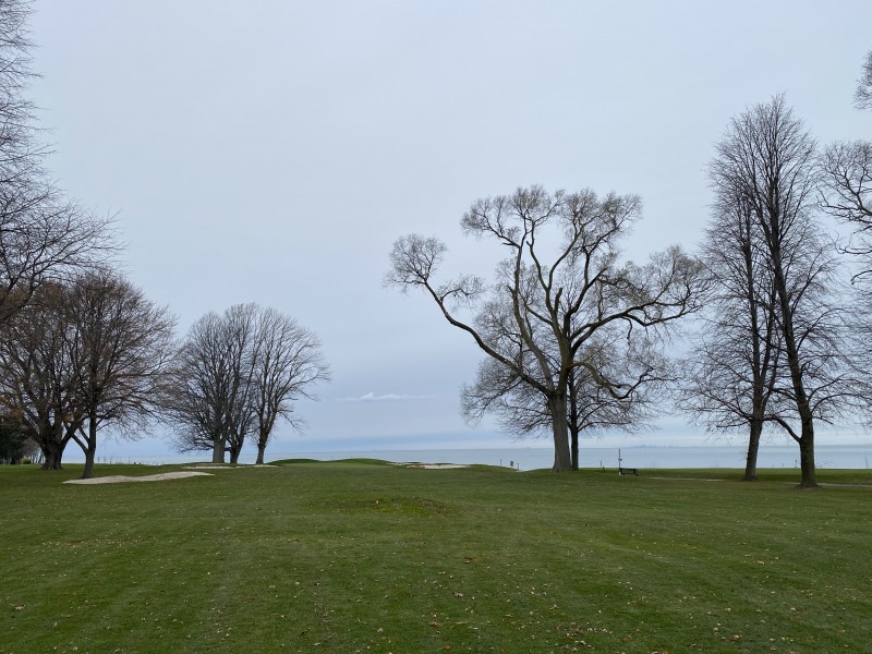 BEFORE: The infamous elm on the right side of the sixth fairway, with its huge overhanging limb, pictured last December. (Kevin MacLean)