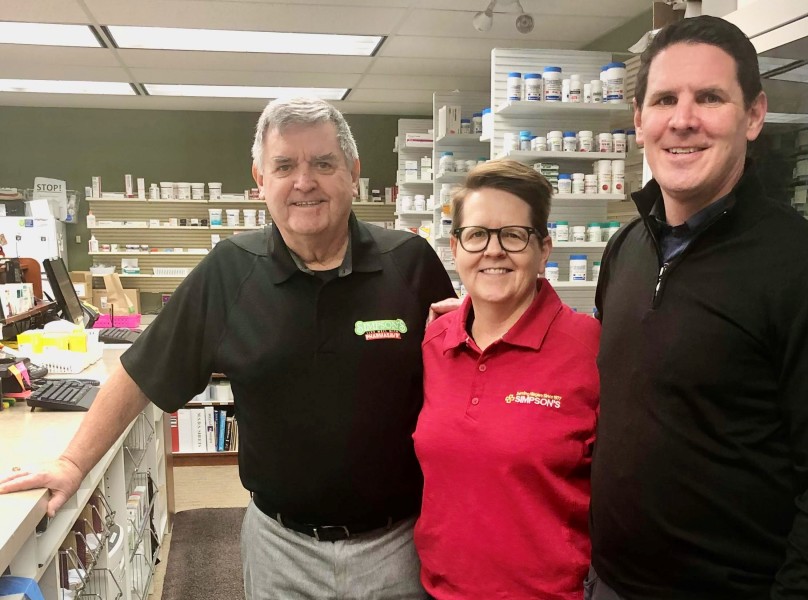 The Simpson’s family pharmaceutical legacy: Ward Simpson, founder of Simpson’s Pharmacy on Niagara Stone Road; daughter Lisa, now an investigator for the Ontario College of Pharmacists in Toronto, and son Sean, the proprietor of the NOTL operation.