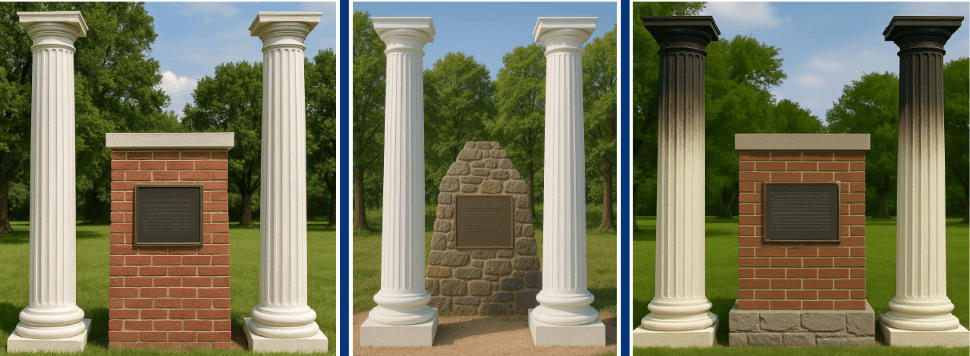Alanna Wilson, the heritage planning intern, is suggesting the use of surviving Doric columns from Glencairn Hall as part of a commemoration for the historic residence, which burned down in April. 