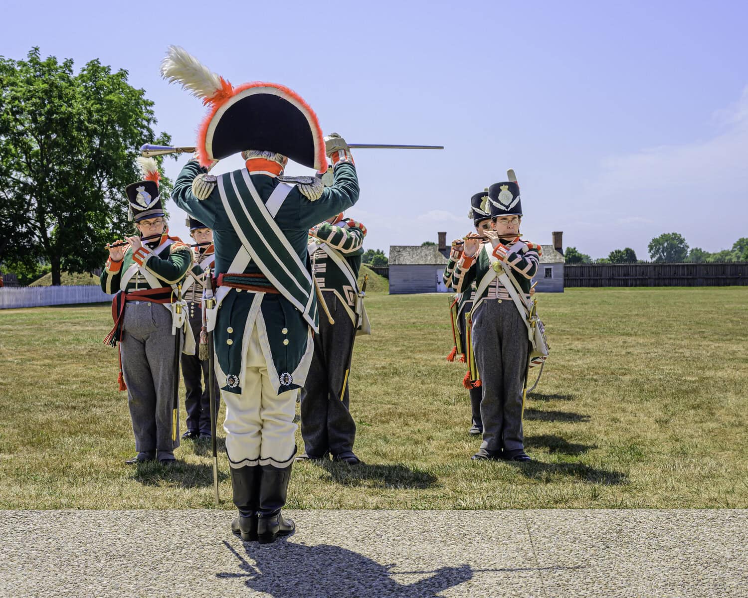 Drum mjaor Ross Flowers leads the Fifes and Drums of the Crown Forces of Upper Canada in its performance.