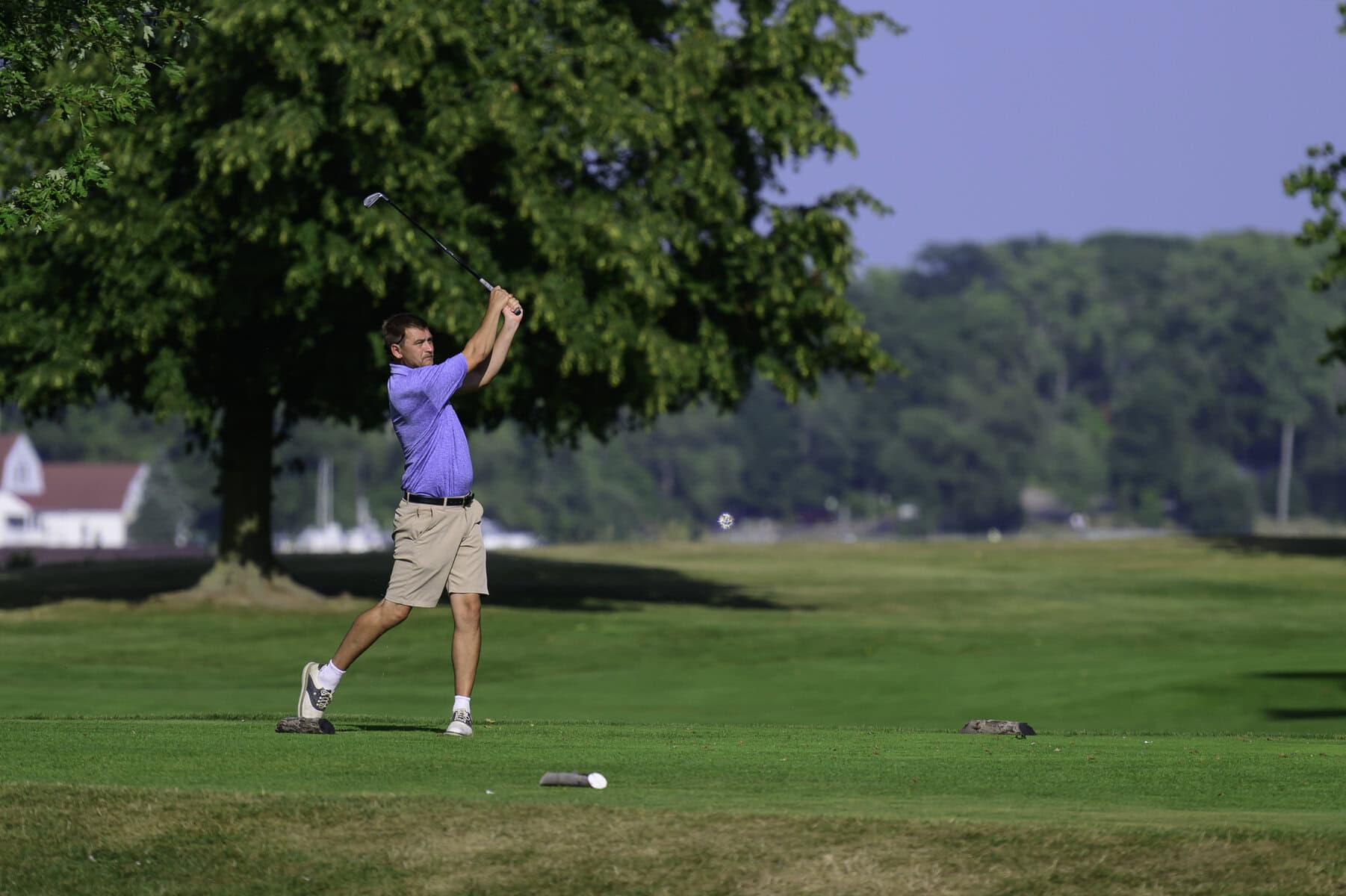 James Grigjanis-Meusel hits a tee shot. 