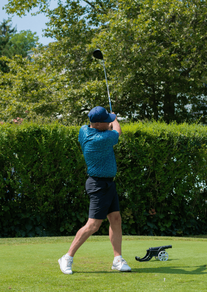 Morgan Jones hits a drive on the 10th hole Saturday.