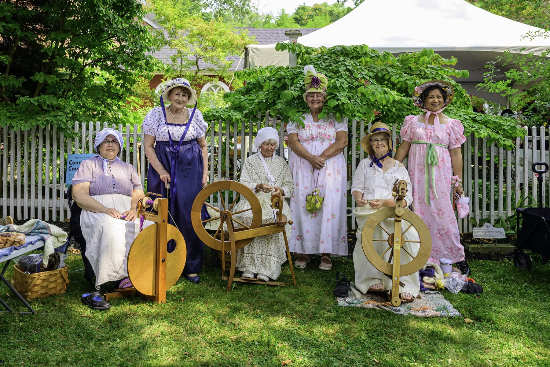 This bridage of women on the lawn of the NOTL Museum give visitors a view of what life was like in the 18th century: From left, Elaine Anderson, Doreen Turenne, Fran Giles, Lorna Anstruther, Anna Chandler and Tracy Chen.