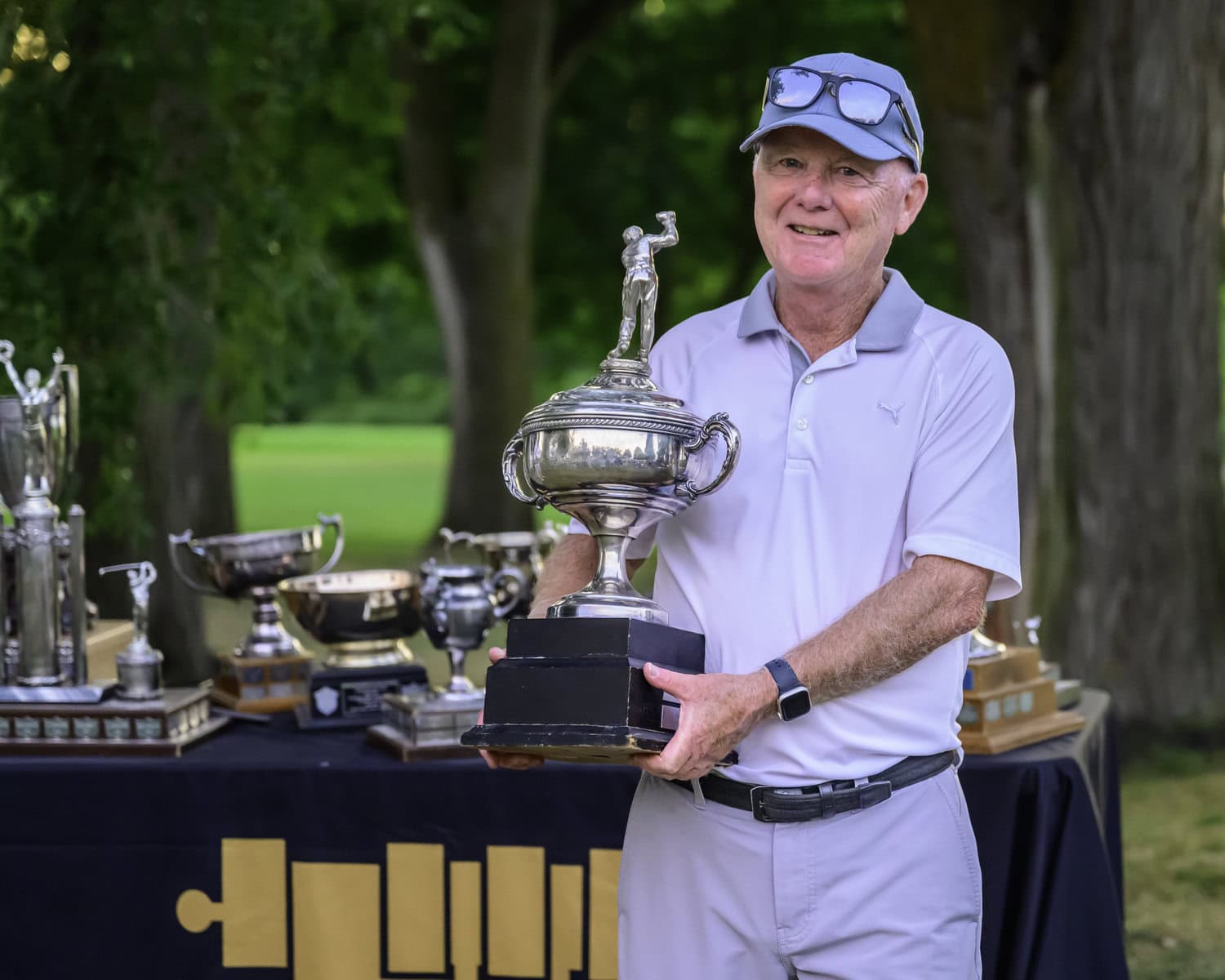 Ted Carmichael fired rounds of 76 and 78 to wn the super senior crown by 10 shots.