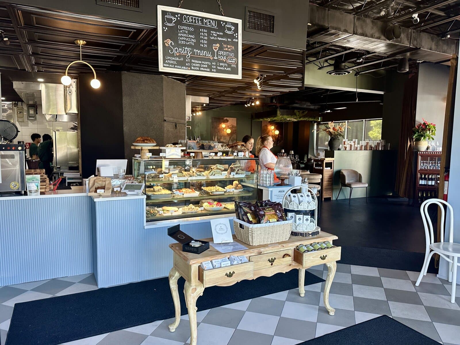 Inside Aperitivo by Revé, where the daytime bistro and bottega offers grab-and-go meals, coffee, and Italian imports.