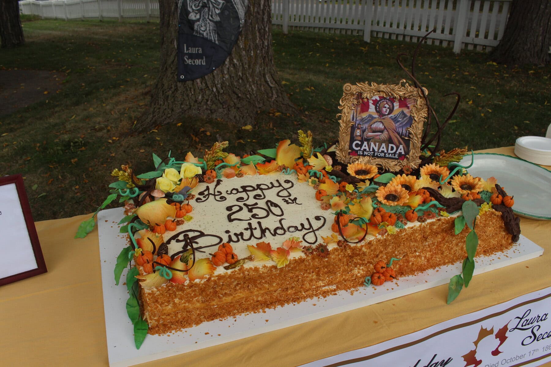 Laura Secord's birthday cake for her 250th, made by Niagara College School of Culinary Arts.