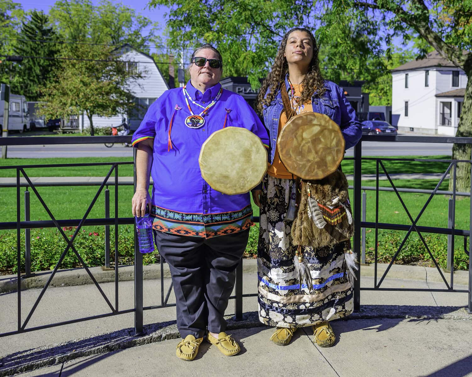 Strong Water Singers Cara-anne Farrow-lawrence and Sandi Mansfield lead healing songs at the ceremony.