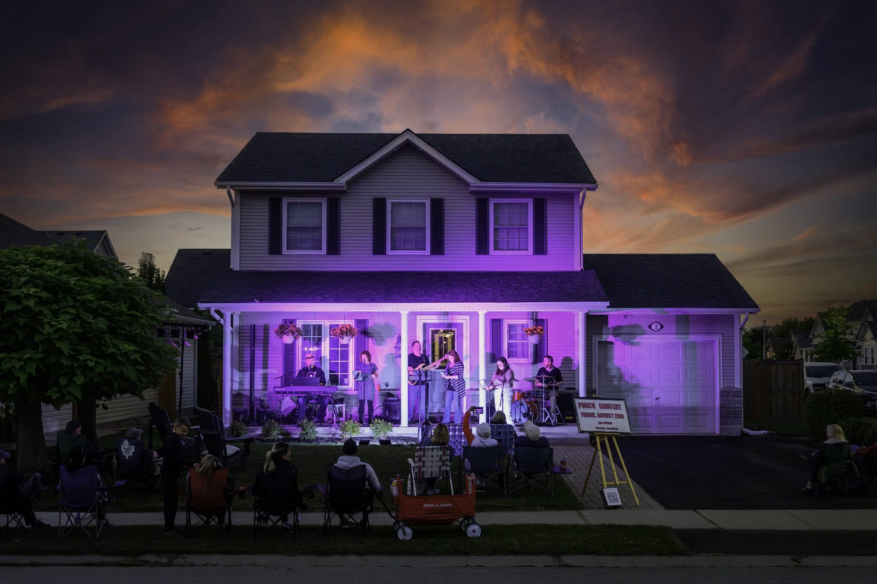 As the sun sets over 2 Raina Dr. in Virgil, DR MARS plays out the end of summer for their neighbours, friends and family. Band member Stacey MacIntyre says they try to host their porch concert every year.
