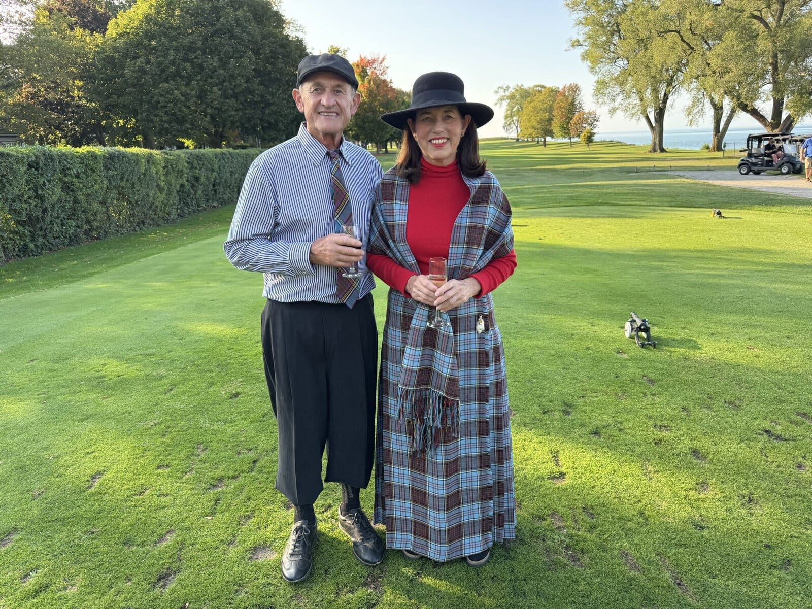 Pictured with her husband John, Linda Anderson-Kozik wore the Anderson tartan and her ensemble won a best costume prize at the NOTL Golf Club's 150th celebration.