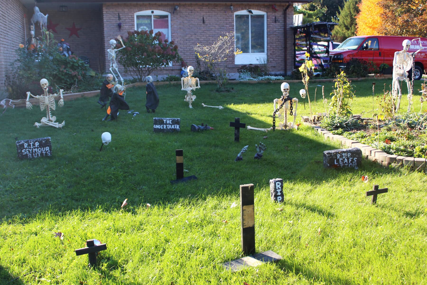J.P. Konik and his wife Corri, owners of 8 Sentry Circle,
are avid Halloweeners said this picture represents “40 per
cent” of their yard display.