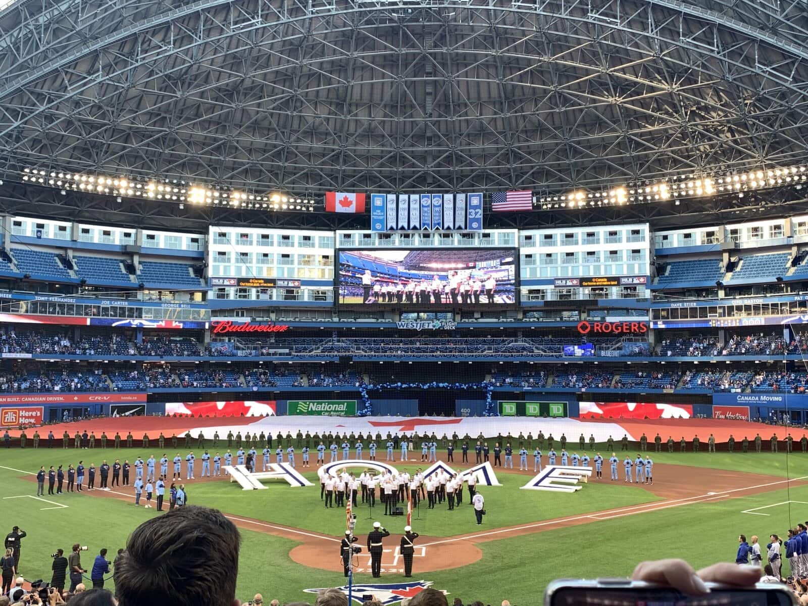 The view from Jennifer Phelan's season ticket seat, during her first game after the COVID-19 pandemic shut down the Rogers Centre and the MLB.