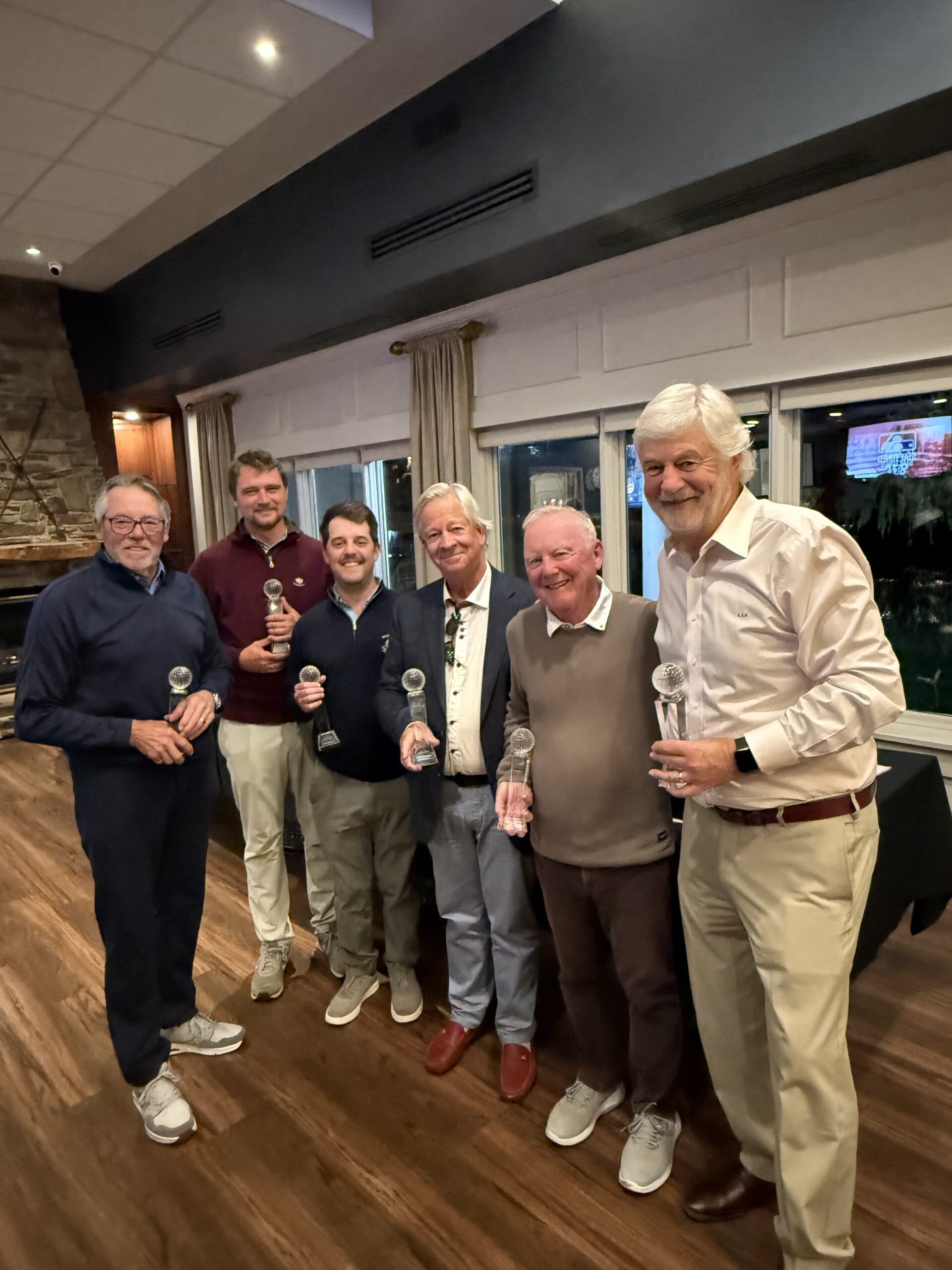 Some of the winners from the club championships in August_ Dave Gagne (D flight), James Grigjanis-Meusel (men's champ), Ricky Watson (A flight), Jim Garrett (C flight), Ted Carmichael (super seniors) and Stephen Warboys (senior champ).