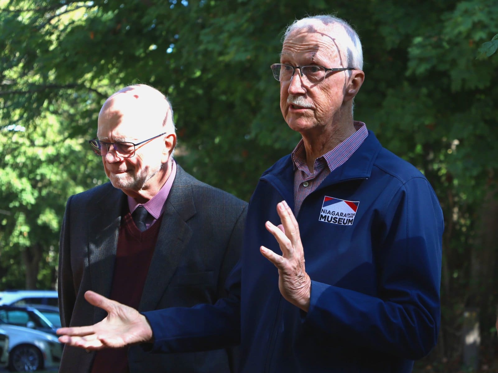 NOTL Museum board director Ted Rumble, right, led this effort to restore the boundary stones, alongside the municipal heritage committee, including member David Snelgrove, left. 