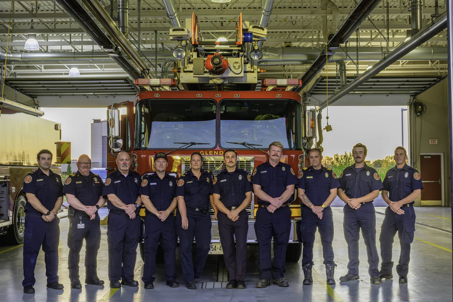 A few of the many volunteers and staff who make up Niagara-on-the-Lake Fire & Emergency Services team, who serve the community 24 hours a day, seven days a week. From left, Lorenzo Mazzuca, Darren Trostenko, Lyle Renaud, Alistair Harlond, Brenda Lowes, Armand Istanboulian, Kevin McClelland, Jay Plato, Zach Dingman and Todd Polly. 
