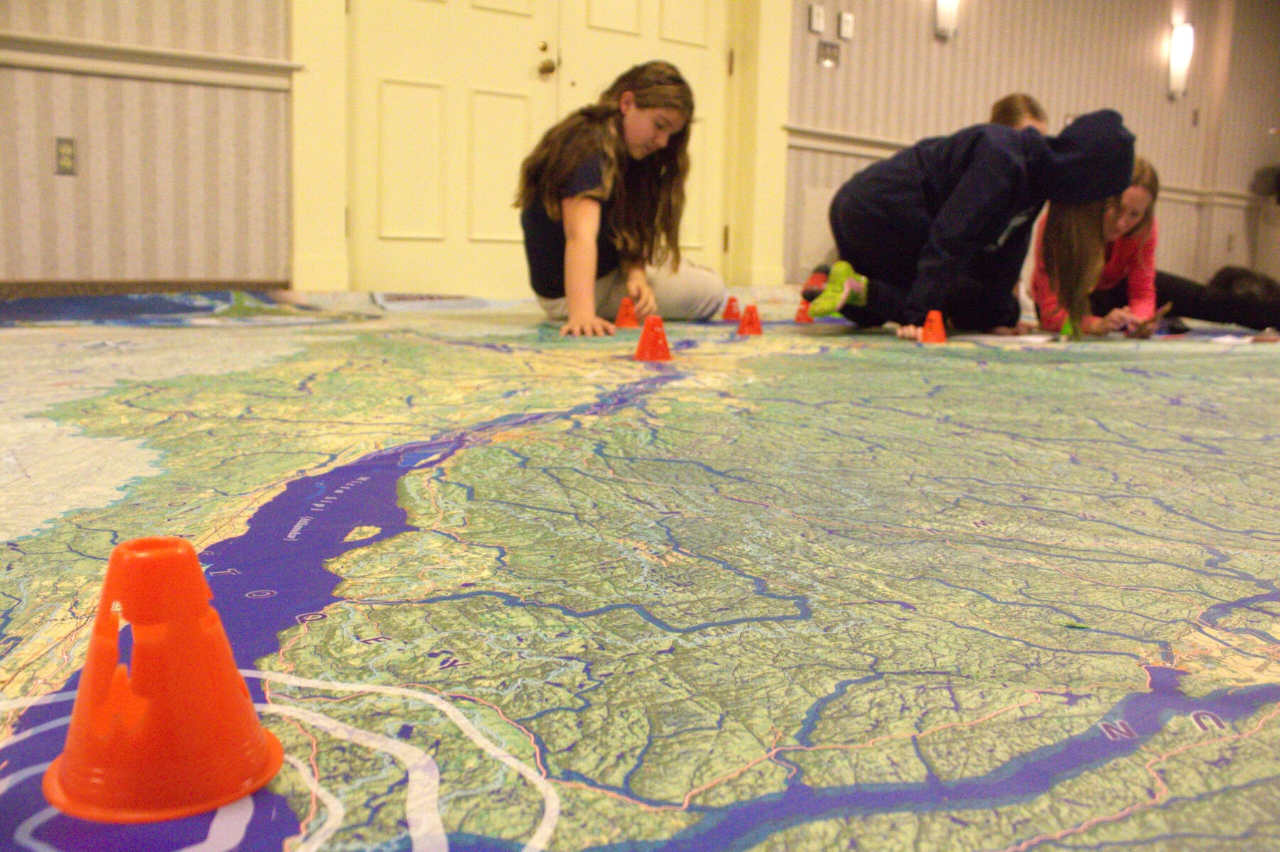 Upper year Royal Oak students engage with the Biinaagami map on Tuesday. The map was provided for two and a half weeks to Royal Oak School.