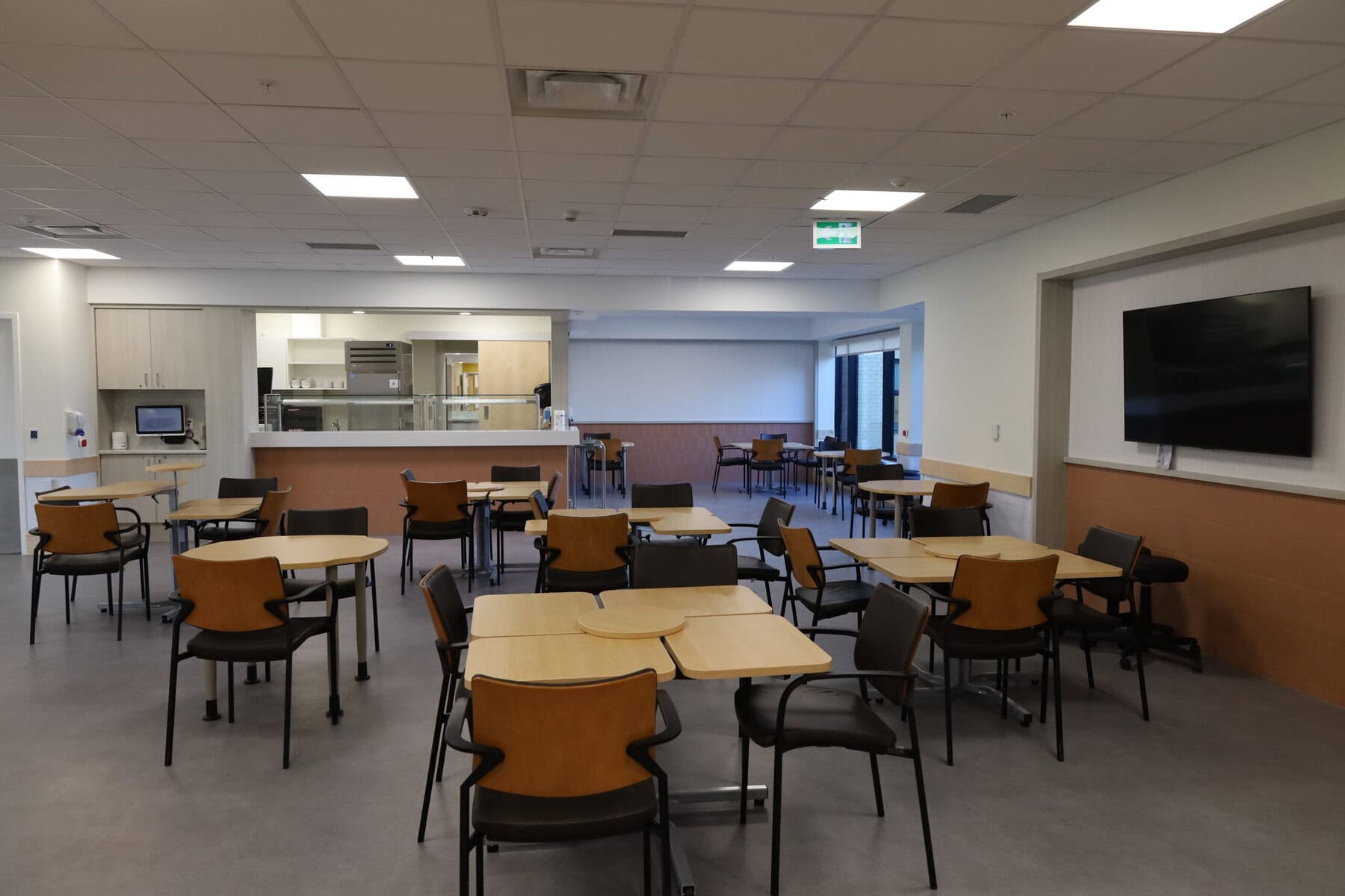One of the dining areas serving a 32-resident home area at Pleasant Manor’s new long-term care home.