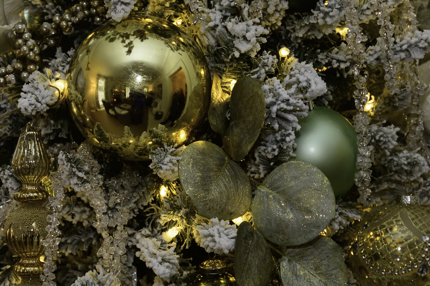 The glitz and glam of the Music House on Gate Street's Christmas tree decor, up close.