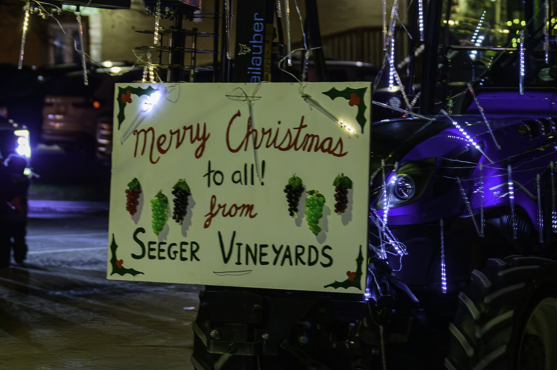 For those who came out to the parade, Seeger Vineyards offers a simple message of holiday cheer. 