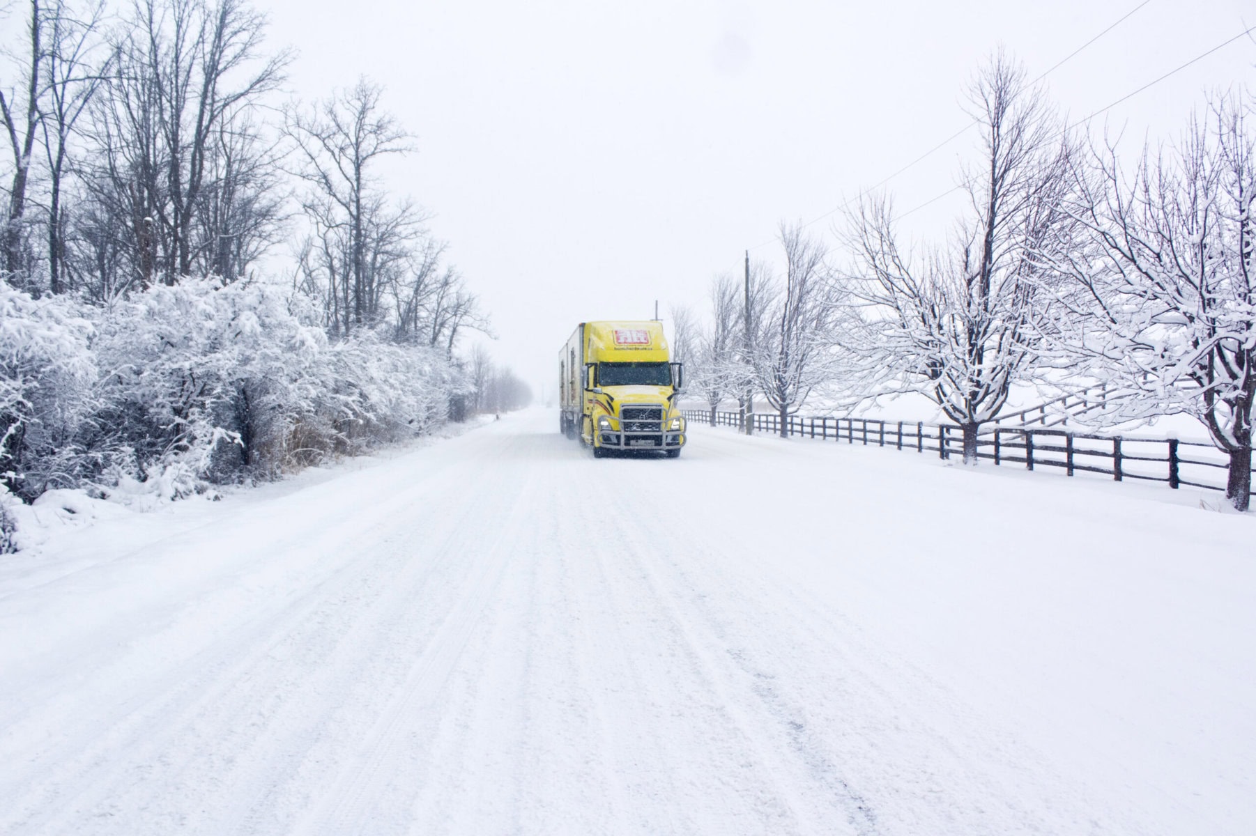 Airport Road pre-plow, which this Home Hardware truck was driving through on Thursday, when NOTL felt the brunt of a 15 to 25 centimetre snowstorm that shut down schools and town buildings.
