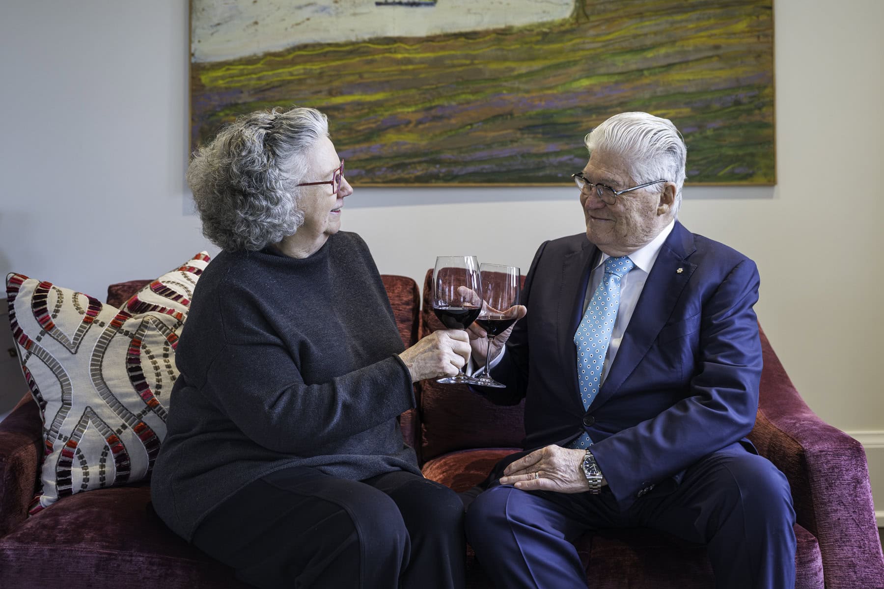 Donald and Elaine Triggs share a toast to his becoming an officer of the Order of Canada, one of 80 Canadians appointed this year.
