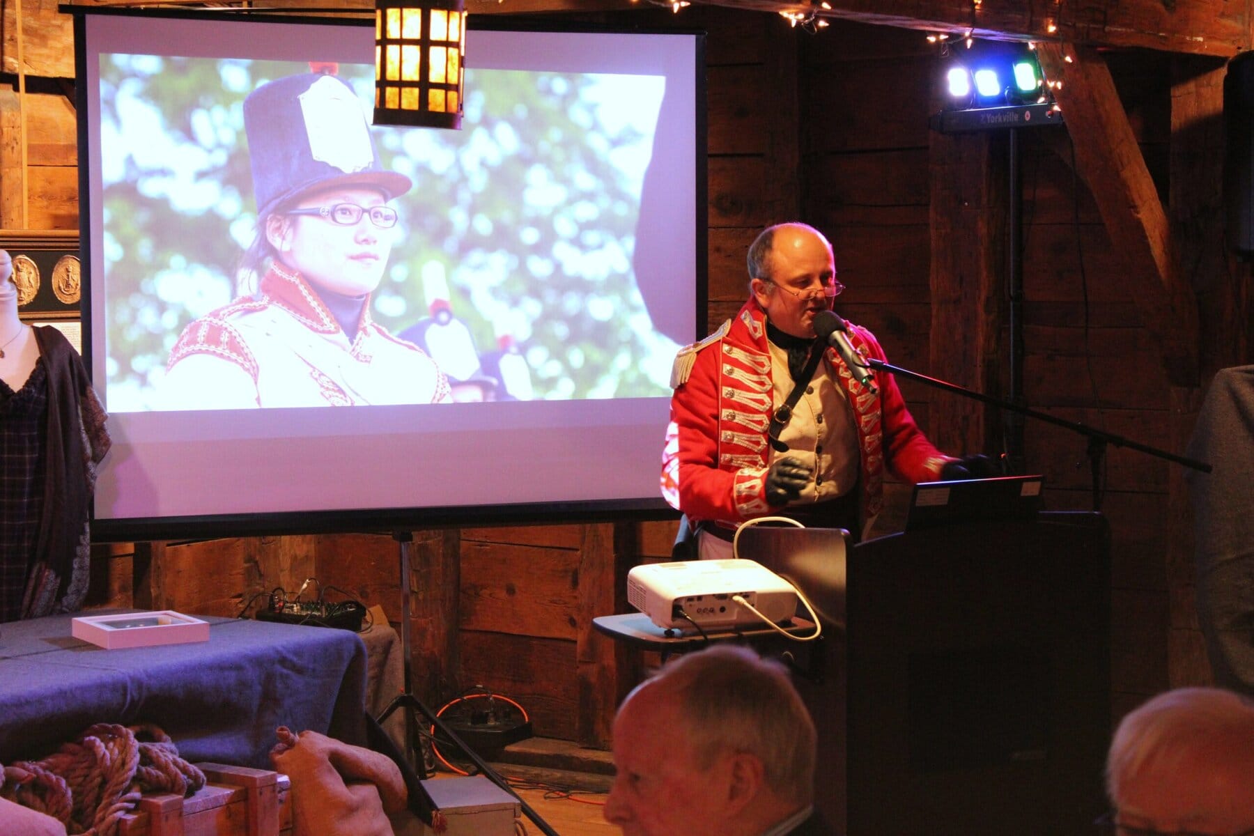 Parks Canada special events co-ordinator Peter Martin starts the night off discussing the summer jobs that will be created from the event at Navy Hall for the Heroes of the War of 1812 Lord Mayor's charity dinner on Saturday.
