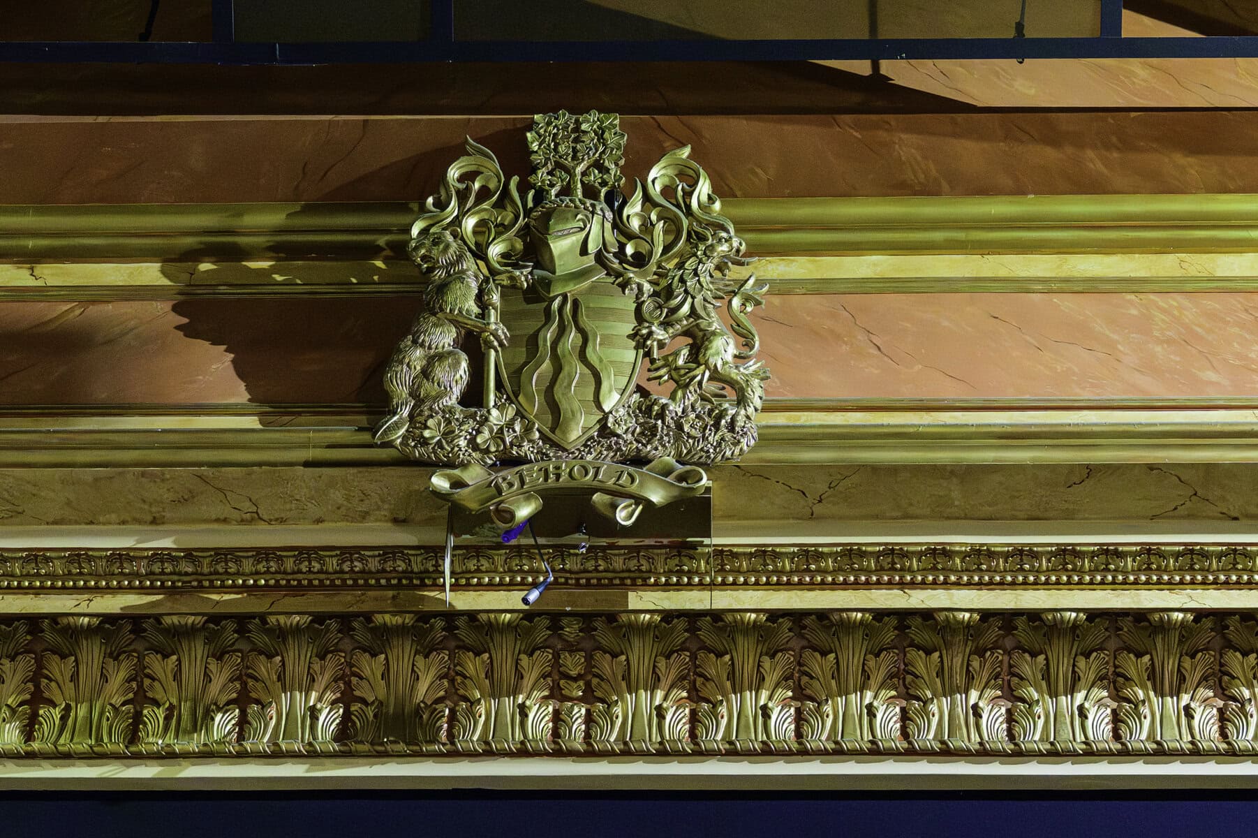 Parts of the current Royal George Theatre will be preserved and incorporated into the new theatre, including this crest mounted above the stage.