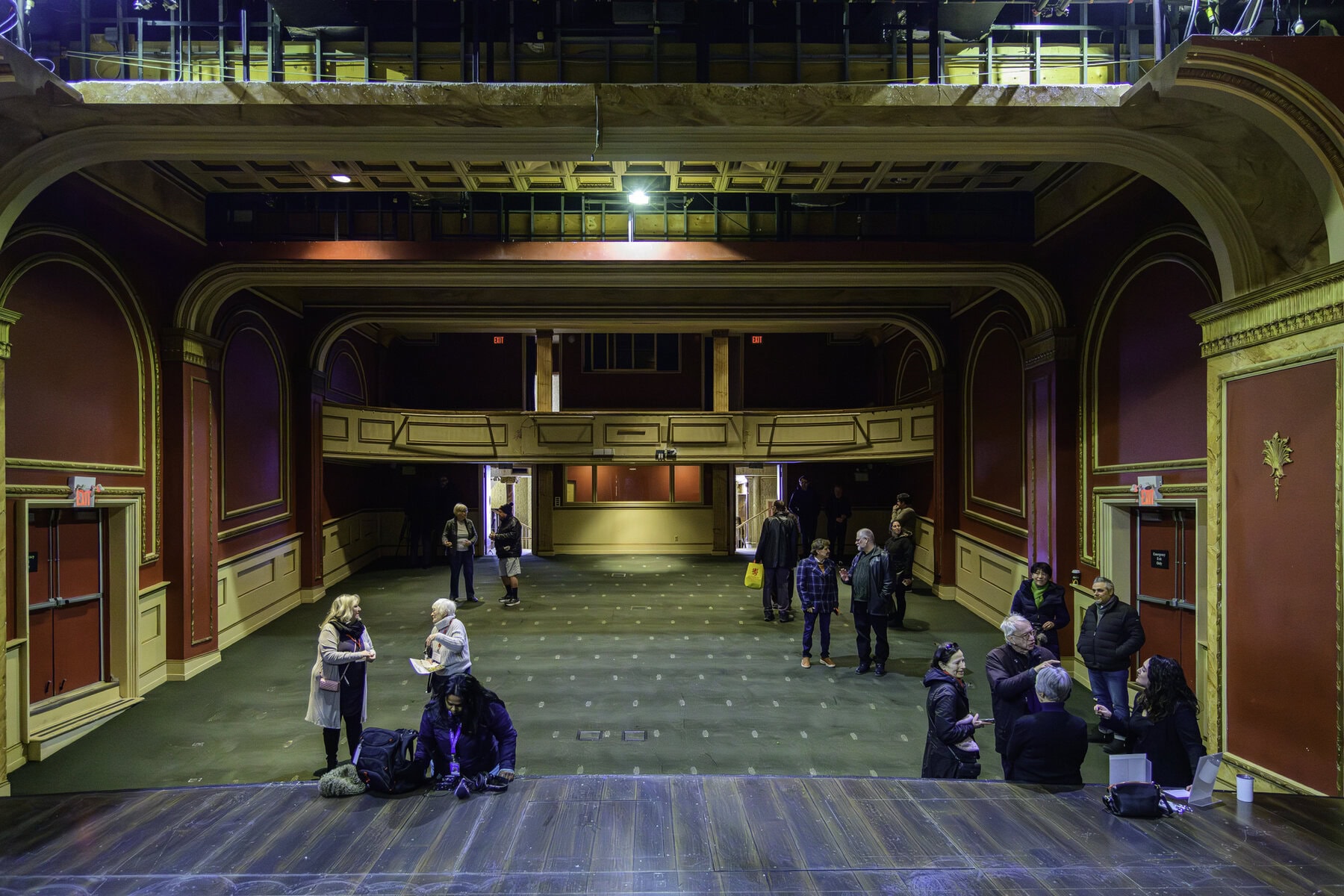 The scene inside the Royal George Theatre, where the takedown of the interior of the 110-year-old venue is underway. The actors who took to this stage used to look out at an audience of  up to 335 people — on Saturday, the view instead was of longtime Shaw Festival staff and theatregoers standing in an emptied-out auditorium.
