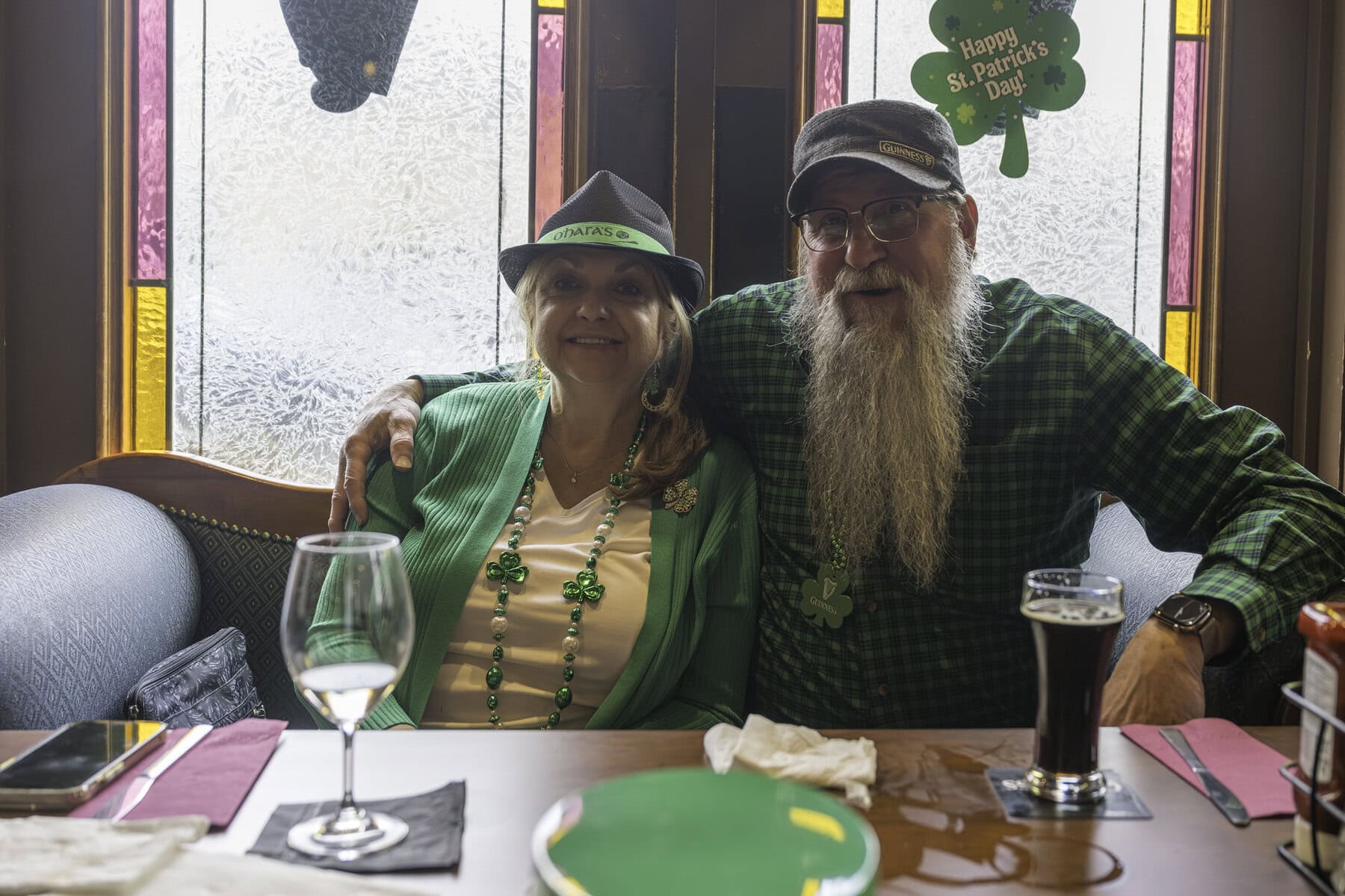 Robin and Ron Wolfe, from Pittsburgh, enjoy a good time at the Irish Harp on Tuesday.