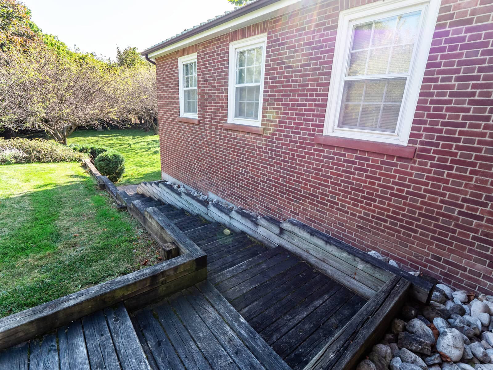 What the exterior stairs at Riverbrink Art Museum looked like before upgrades were made this week, which included stone steps replacing the wooden steps and handrails.