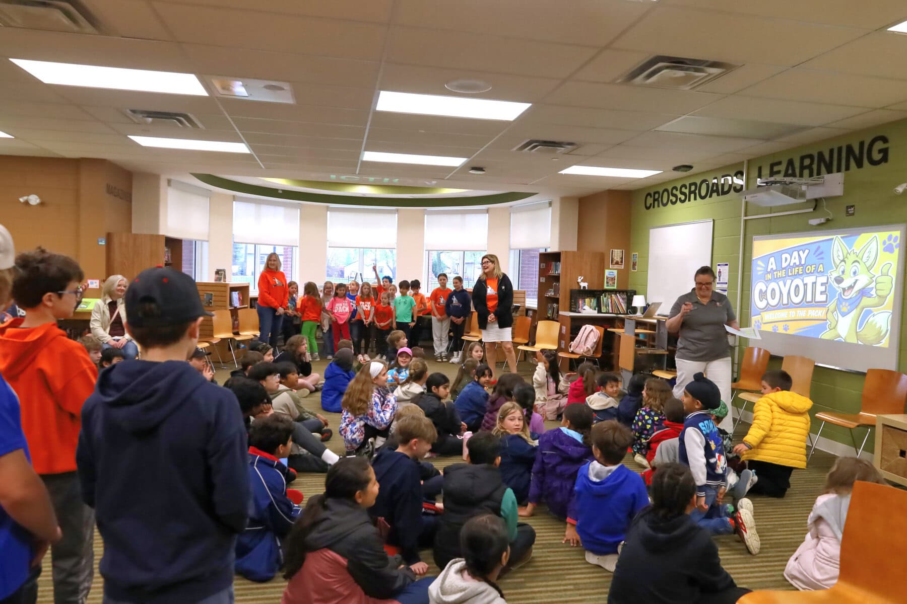 General photo of students from St. Davids and some from Crossroads in back.