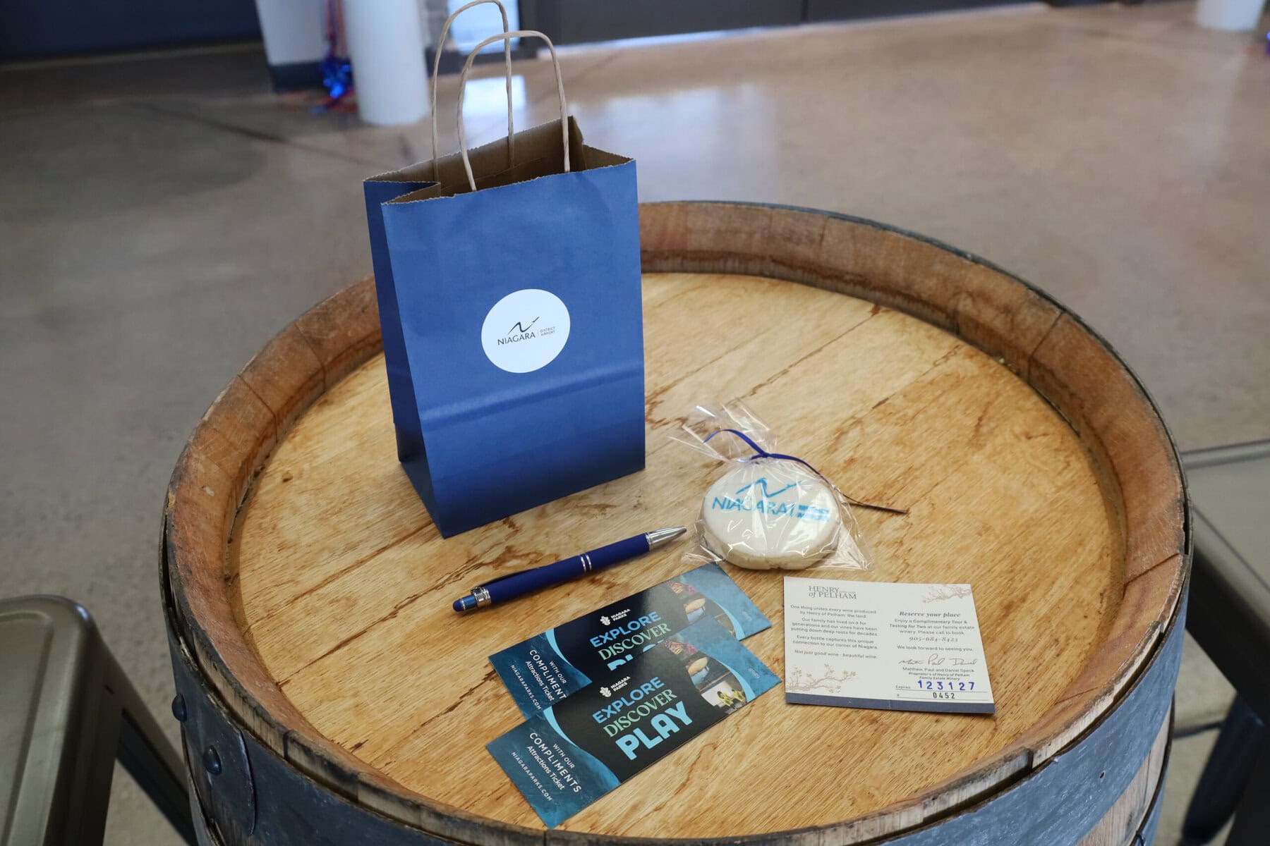 Welcome bags with local items were prepared for early Air Canada Landline passengers at Niagara District Airport on Monday.