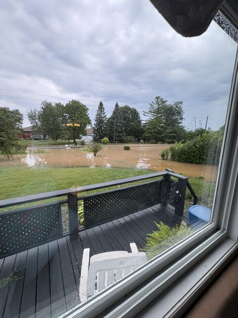 Floodwater spreads across Charlotte Tutu’s Line 7 farm after Tuesday’s deluge.
