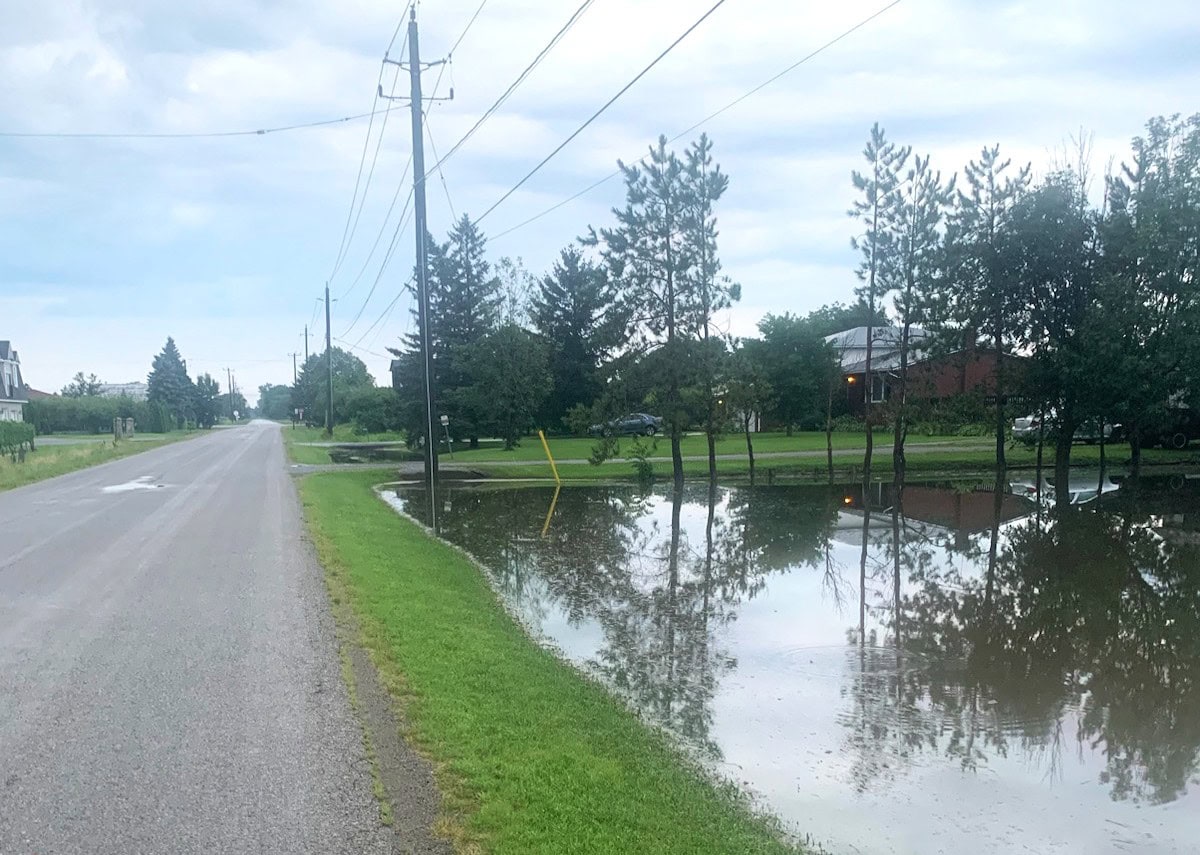 This ditch on Line 7 Road is filled up with water.