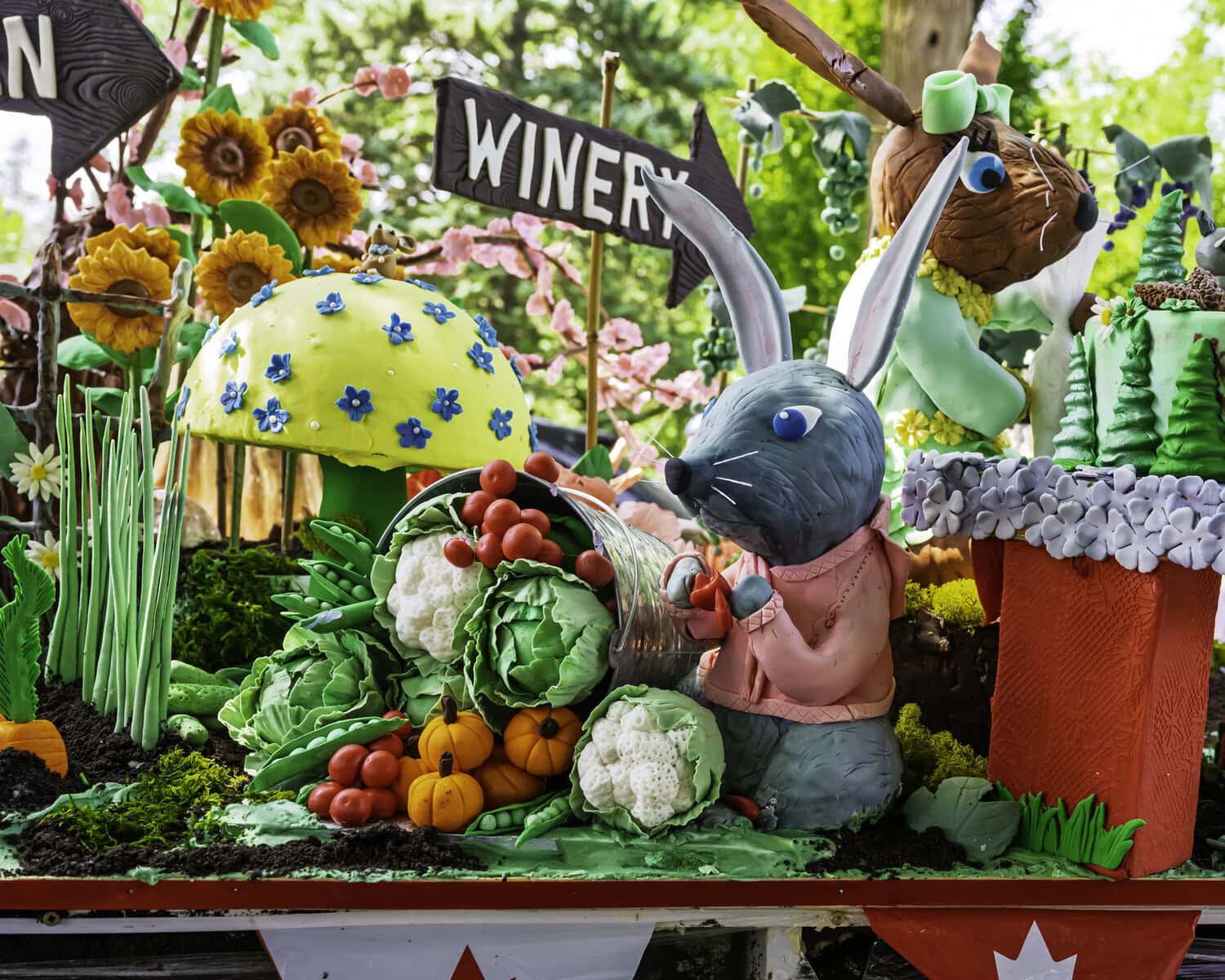 This year’s theme for the giant cake was similar to 2025, with fondant forest creatures and mushrooms.