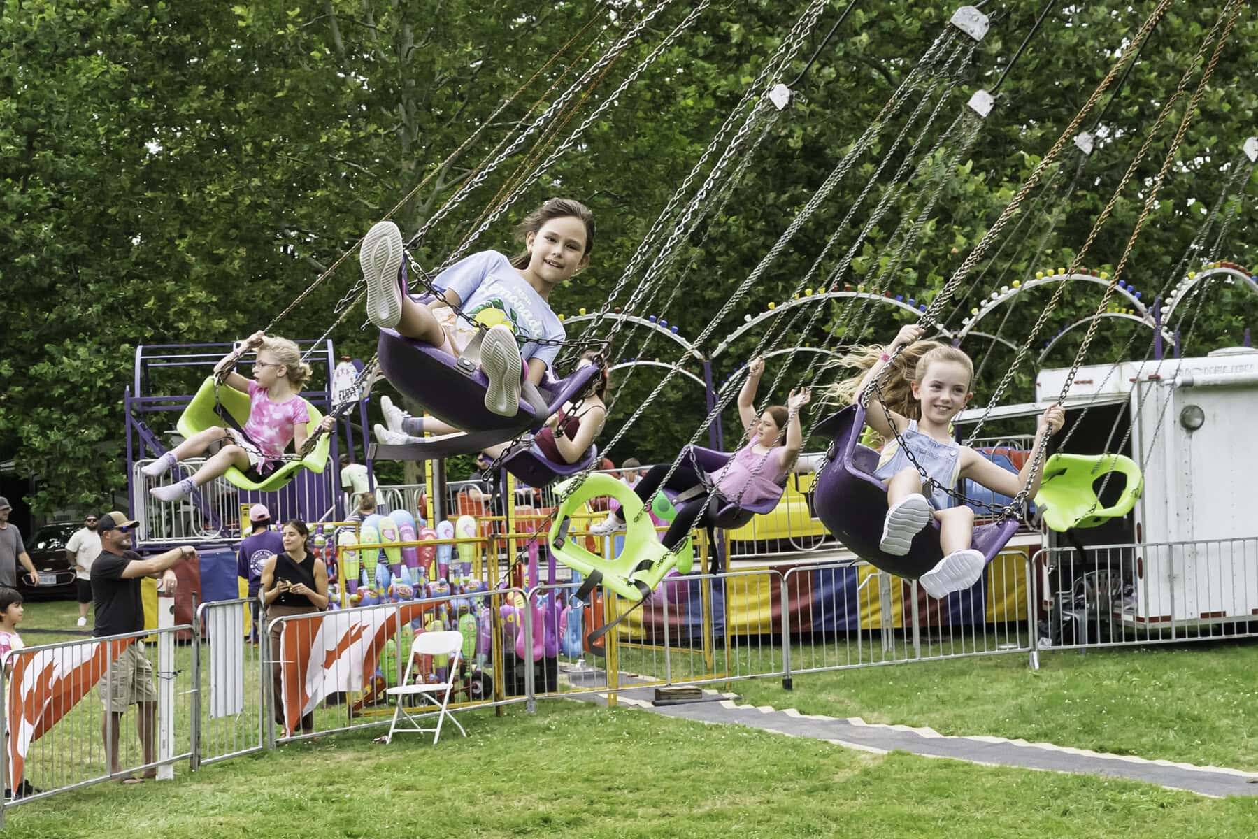 Gabriella Fischer, left, and Amelia Richardson, both 8, ride the Swinger at the 63rd annual St. Davids Lions Carnival.
It was one of many attractions drawing families to come enjoy the four-day long festival.