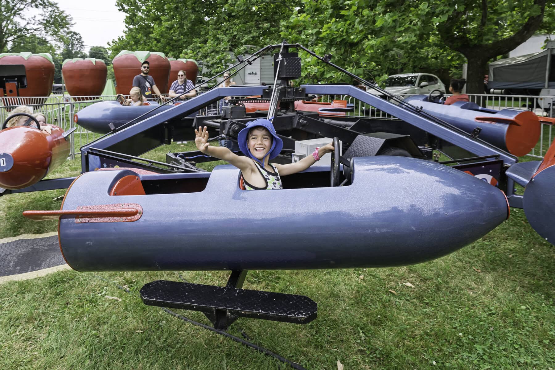 Maddox Santana blasts off on Rocket Race ride.