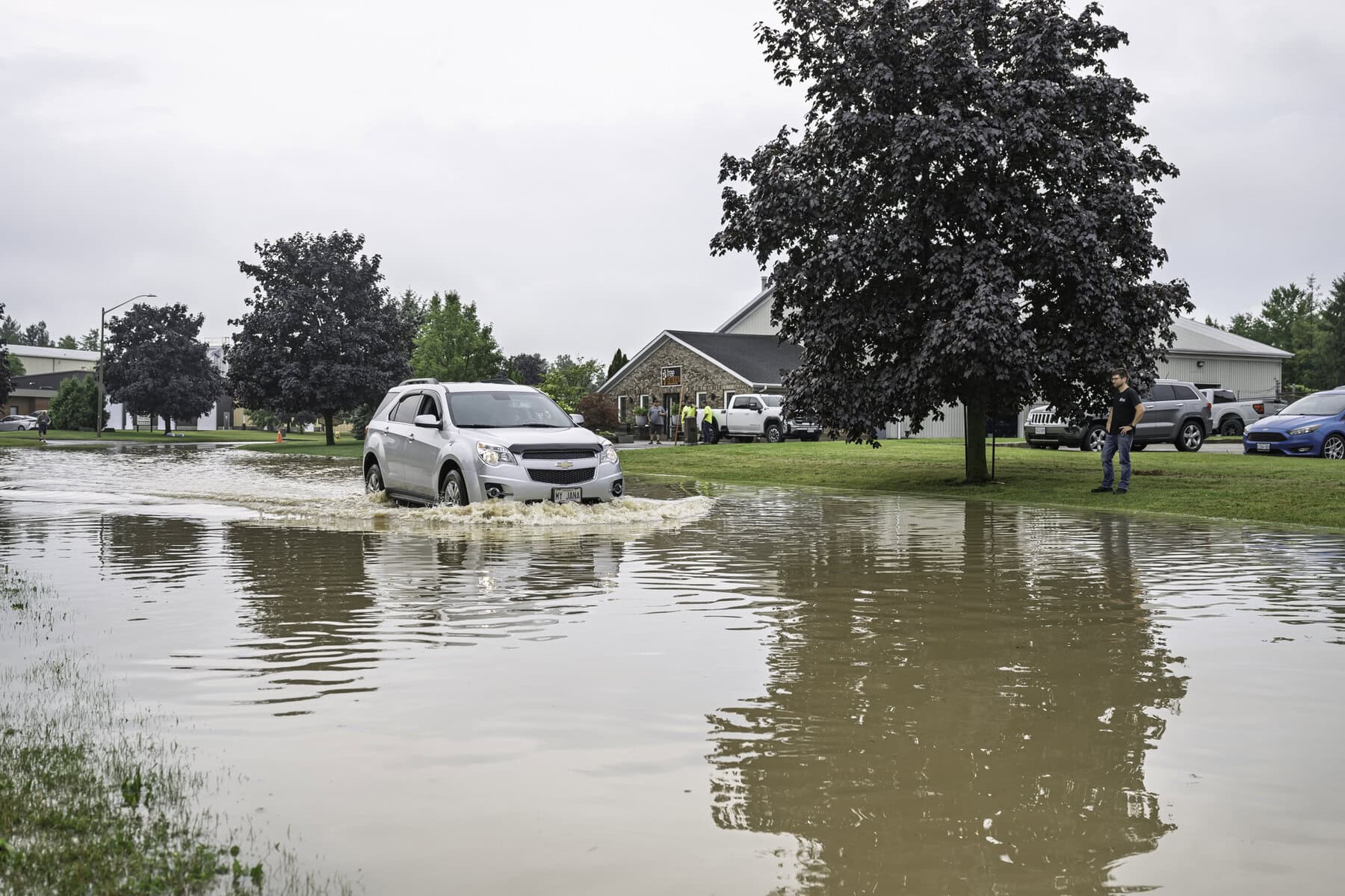 Drivers will need to make their way through heavy flooding on Henegan Road, located near downtown Virgil.