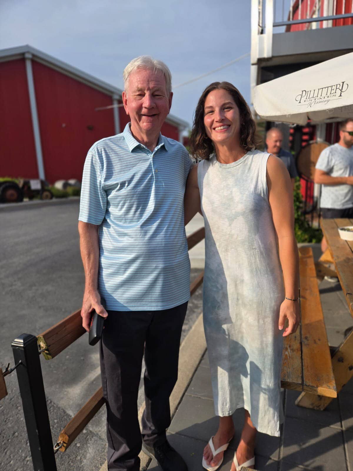 Former Canadian men's soccer team captain Jim Douglas, with NOTL Soccer president Julia Friesen at the volunteer recognition dinner. Douglas' grandaughter Stella plays soccer in NOTL. 