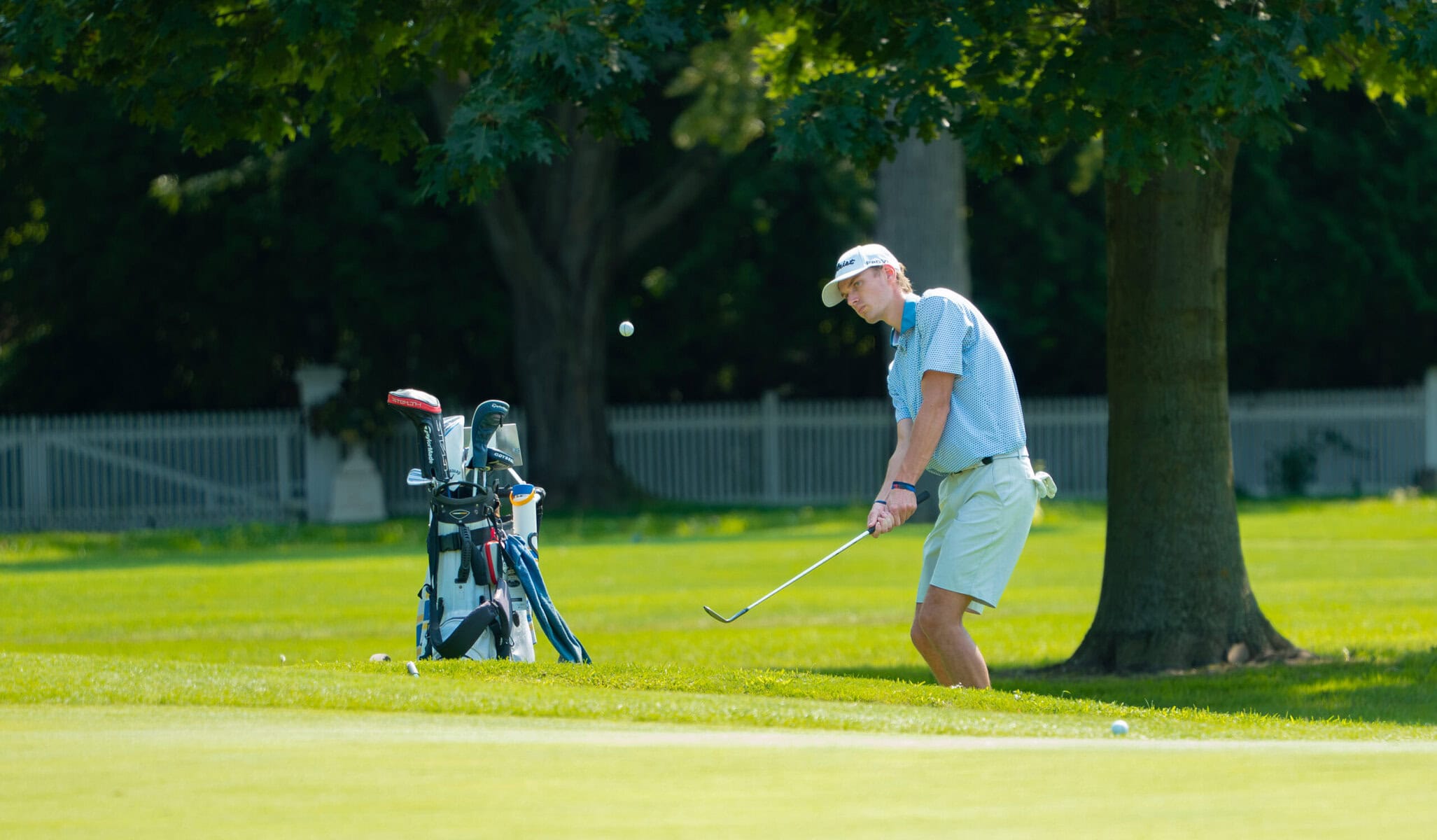 Josh Frena chips onto the green.