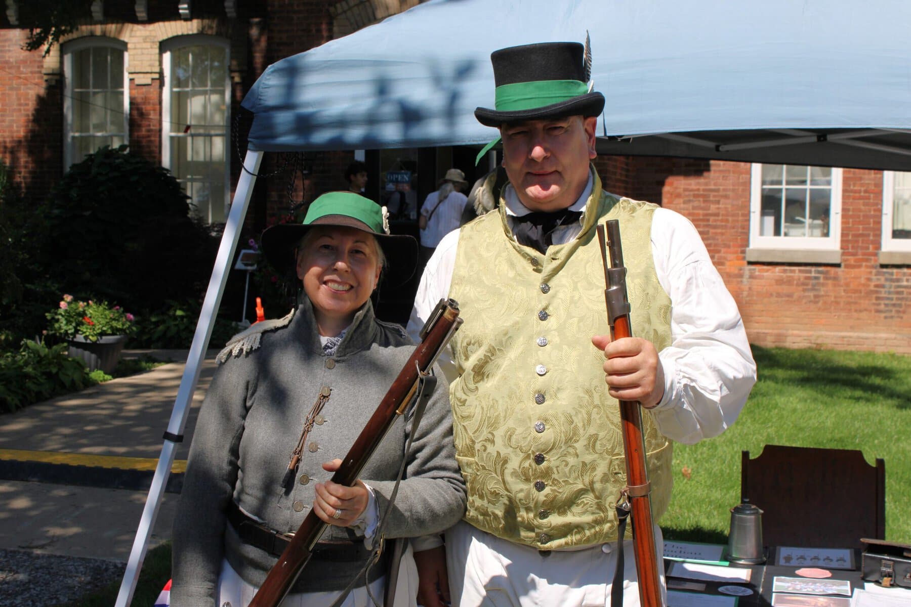 Karen and Chris Travers represent the Canadian Volunteers, a War of 1812 re-enactment unit portraying Upper Canadians who fought for the United States.