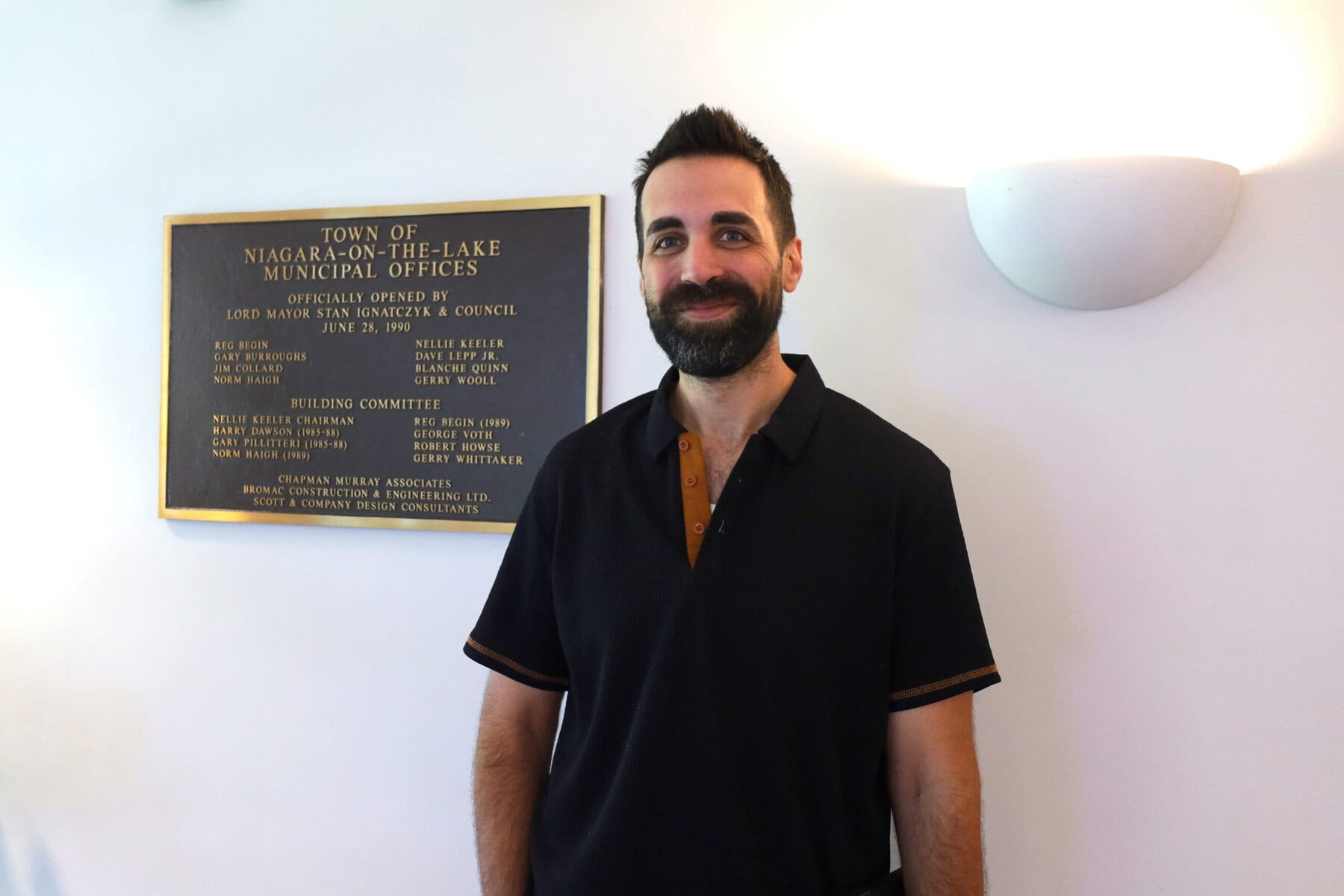 Nicholas Colaneri in the Niagara-on-the-Lake council chambers Friday after submitting his nomination papers for town council about an hour before the 2 p.m. deadline. 