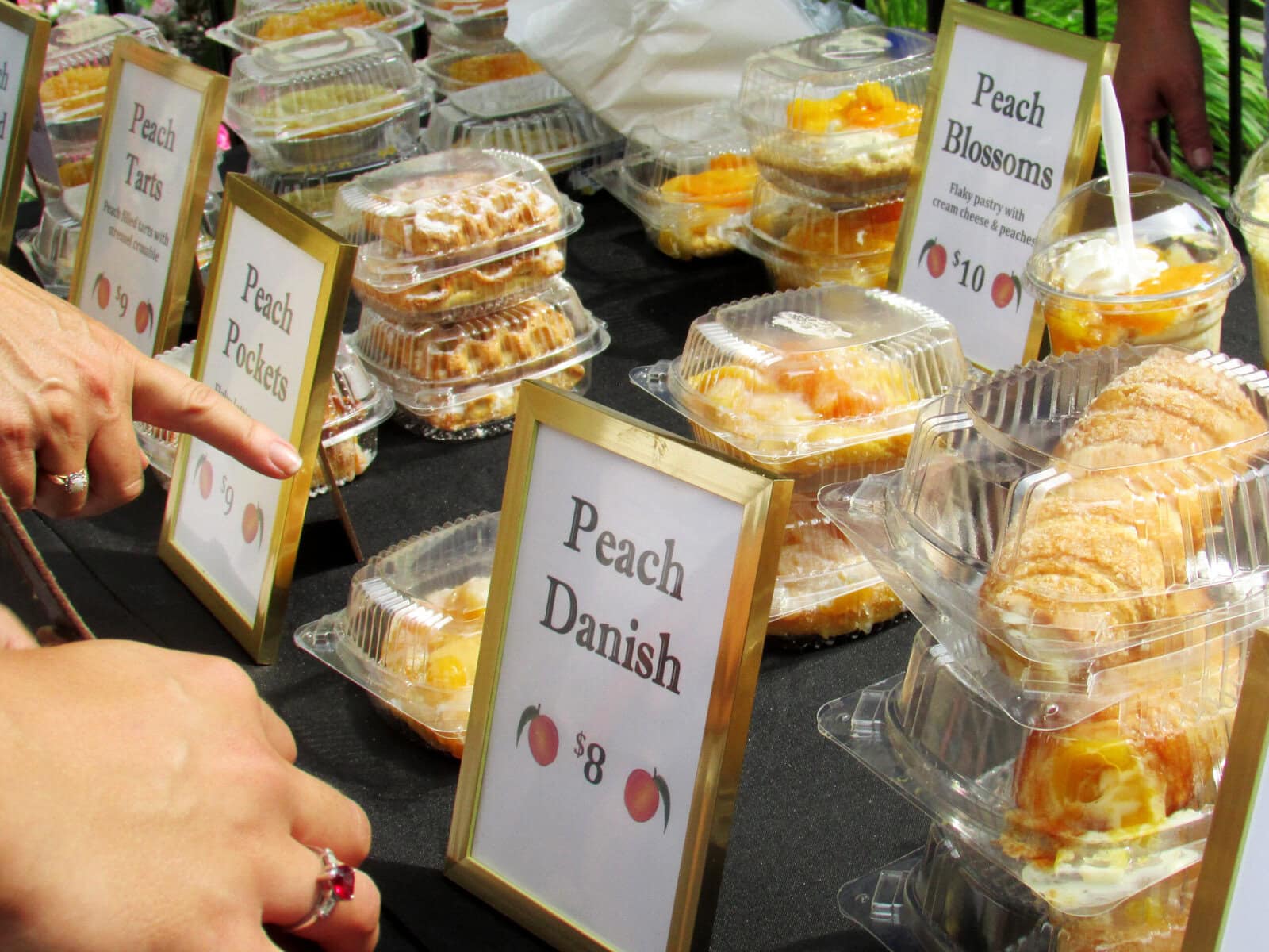 From danishes, tarts, cannolis, pie and more, attendees have more than enough to satisfy their sweet tooths with peach-themed desserts for sale.