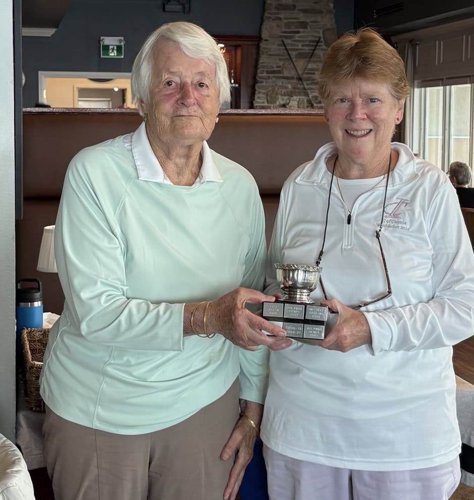 Barbara Ahluwalia, left, was on hand to present the trophy named in her honour to Diana Dimmer, who also won the women's club championship this summer. 