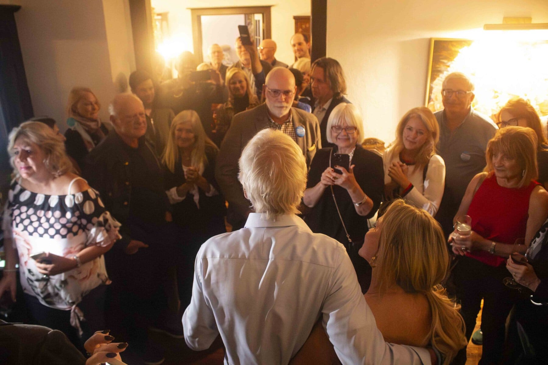 Vaughn Goettler gives a short speech to his campaign supporters after winning the race for lord mayor.